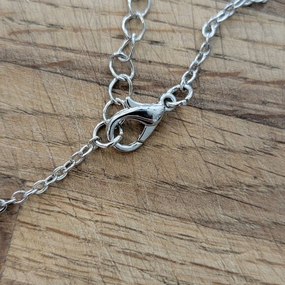 CZ Nana Necklace & Earrings Set Heart Shaped in Silver Tone Setting - Picture 5 of 9